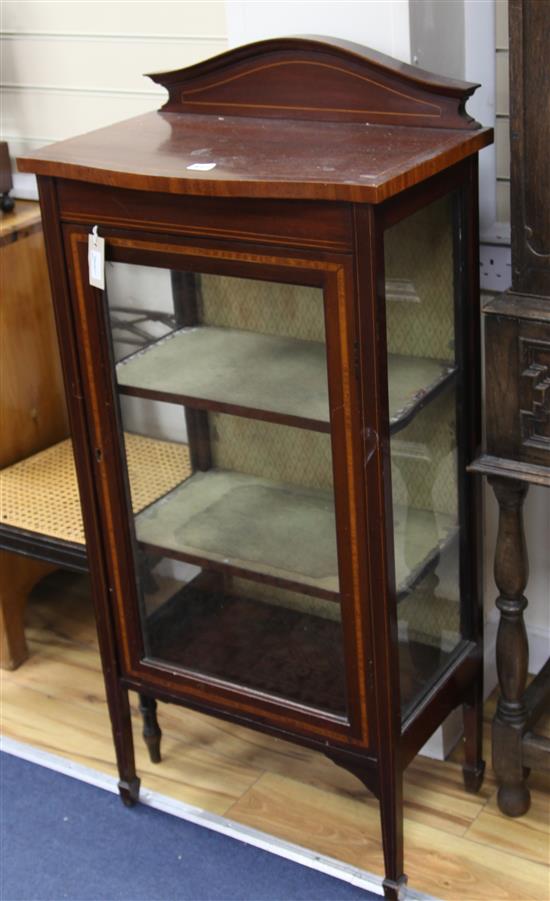 An Edwardian inlaid mahogany small display cabinet, H.121cm